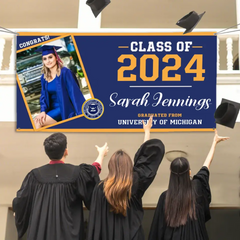 Class of 2024 Graduation Banner,  Personalized Graduation Gift, Graduation Party Decorations, Custom School And Photo