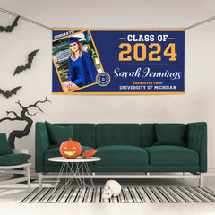 Class of 2024 Graduation Banner,  Personalized Graduation Gift, Graduation Party Decorations, Custom School And Photo