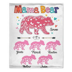 Personalized Mama Bear Colorful Blanket - Best Gift For Mother