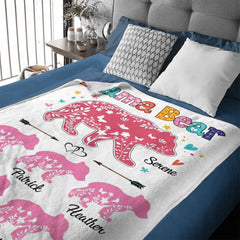 Personalized Mama Bear Colorful Blanket - Best Gift For Mother