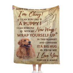 Custom Memorial Personalized Photo Blanket - Don't Cry For Me I'm Okay - Sympathy Gift For Pet Owners, Pet Lovers