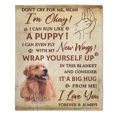 Custom Memorial Personalized Photo Blanket - Don't Cry For Me I'm Okay - Sympathy Gift For Pet Owners, Pet Lovers