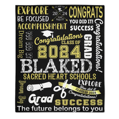 Personalized 2024 Graduation Blanket - Explore, Be Focused, Accomplishment and The Future Belong To You