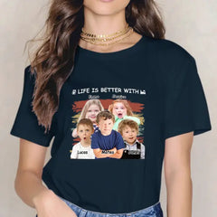 Personalized Custom Photo Unisex T-shirt - Life Is Better With Grandkids Pet