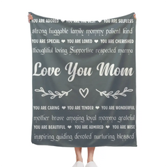 Personalized Mother's Day Blanket, Love You Mom, Filled with Words of Love and Appreciation from Son or Daughter