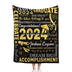 Personalized Class of 2024 Graduation Blankets, Years Are Separated