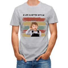 Personalized Custom Photo Unisex T-shirt - Life Is Better With Grandkids Pet