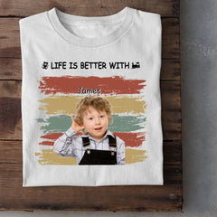 Personalized Custom Photo Unisex T-shirt - Life Is Better With Grandkids Pet