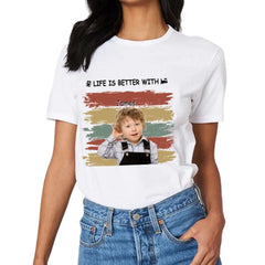 Personalized Custom Photo Unisex T-shirt - Life Is Better With Grandkids Pet