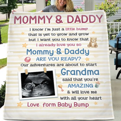 Custom Photo Mommy Daddy Are You Ready - Family Personalized Custom Blanket - Baby Shower Gift, Gift For First Mom, First Dad