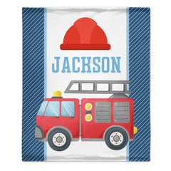 Personalized Custom Name Firetruck Blanket for Boys, Girls, Kids, Baby