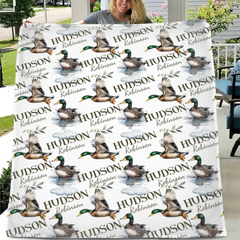 Personalized Mallard Duck Boy, Girl Name Blanket