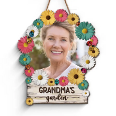 Custom Photo Grandma's Garden - Family Personalized Custom Shaped Home Decor Sign - House Warming Gift For Mom, Grandma