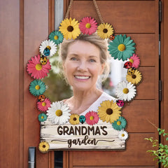 Custom Photo Grandma's Garden - Family Personalized Custom Shaped Home Decor Sign - House Warming Gift For Mom, Grandma