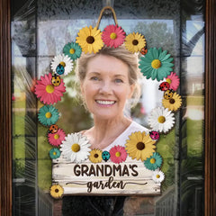 Custom Photo Grandma's Garden - Family Personalized Custom Shaped Home Decor Sign - House Warming Gift For Mom, Grandma