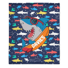 Personalized Skateboard Sunglasses Shark Name Blanket