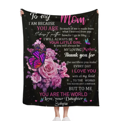 Personalized Purple Butterfly Rose Blanket - You Will Always Be My Loving Mother