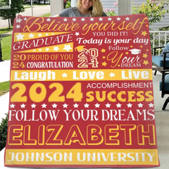 Personalized Graduation Blanket, Custom Year Name School - Follow Your Dream