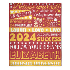 Personalized Graduation Blanket, Custom Year Name School - Follow Your Dream