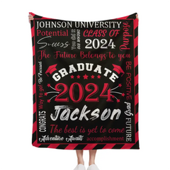 Free shipping✈️Personalized Gift Blanket Custom Class of 2024 Graduation Blankets with Name School - The Best Is Yet To Come, Adventure Awaits