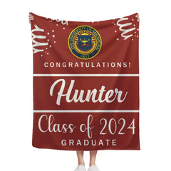 Custom Graduation School Logo Blanket, College Class of 2024