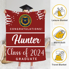 Custom Graduation School Logo Blanket, College Class of 2024