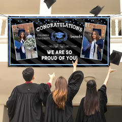 Personalized Class of 2024 Graduation Banner - Custom 2 Photos, Unique Graduation Gift