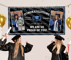 Personalized Class of 2024 Graduation Banner - Custom 2 Photos, Unique Graduation Gift