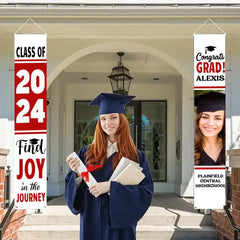 Personalized White Graduation Door Banner - Find Joy In The Journey