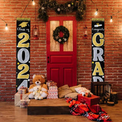 Graduation Decorations 2024 GRAD Flash Banner Porch Door Sign