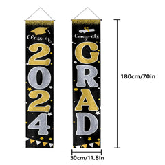 Graduation Decorations 2024 GRAD Flash Banner Porch Door Sign