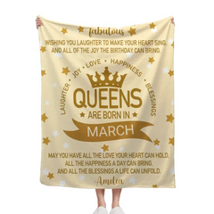 Queens Are Born In - Personalized Blanket Gifts For Girls Wife Mom Grandma...