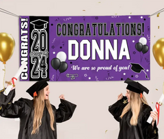 Personalized Graduation Party Decorations - Class of 2024 Graduation Banner - Congrats Banner for College High School Party Supplies