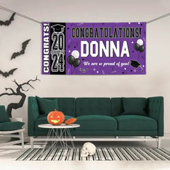 Personalized Graduation Party Decorations - Class of 2024 Graduation Banner - Congrats Banner for College High School Party Supplies