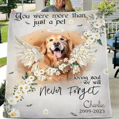 Custom Personalized Memorial Pet Photo Blanket - Memorial Gift Idea for Dog/Cat Owners - You Were More Than Just A Pet