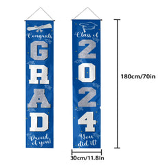 Graduation Decorations Silver 2024 Banner - for Class of 2024 - Graduates Party Supplies