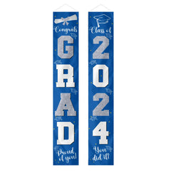 Graduation Decorations Silver 2024 Banner - for Class of 2024 - Graduates Party Supplies