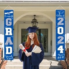 Graduation Decorations Silver 2024 Banner - for Class of 2024 - Graduates Party Supplies