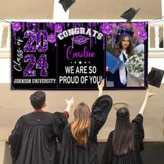 Personalized Congrats 2024 Graduate Disco Style Banner - Graduation Decor Gift