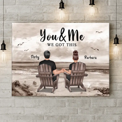 Personalized Canvas Wall Art - Couple Beach Landscape Retro Vintage, Anniversary Gift For Couple