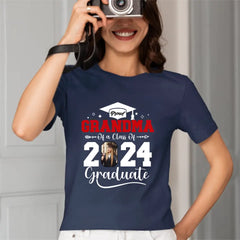 Custom Photo Family T Shirt - Proud Grandma Of A Class Of 2024 Graduation