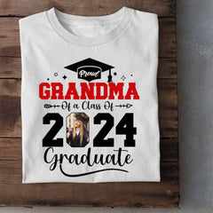 Custom Photo Family T Shirt - Proud Grandma Of A Class Of 2024 Graduation