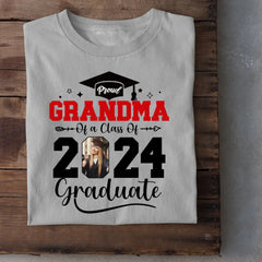 Custom Photo Family T Shirt - Proud Grandma Of A Class Of 2024 Graduation