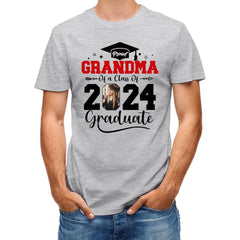 Custom Photo Family T Shirt - Proud Grandma Of A Class Of 2024 Graduation