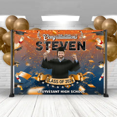 Custom Photo Congrats Class Of 2024 Graduation Backdrop Banner