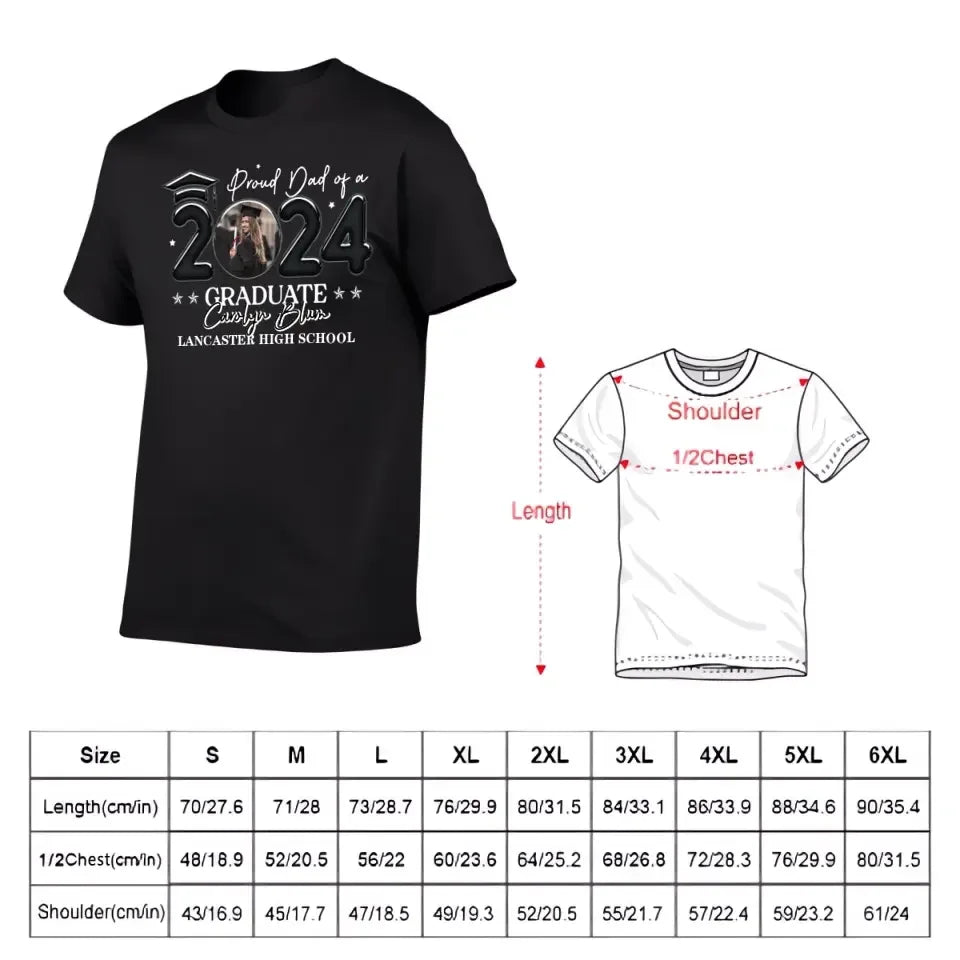 Personalized T-shirt - Graduation Keepsake Gift - Balloon Style Proud Mom Dad Of A 2024 Graduate Photo - Joliny