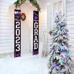 2024 Graduation Decorations-Class of 2024 Congrats Grad Porch Purple Sign Banner