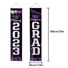 2024 Graduation Decorations-Class of 2024 Congrats Grad Porch Purple Sign Banner