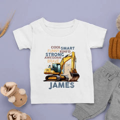 Personalized Cool Excavator Name Kids Shirt