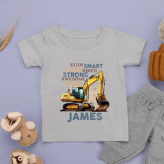 Personalized Cool Excavator Name Kids Shirt